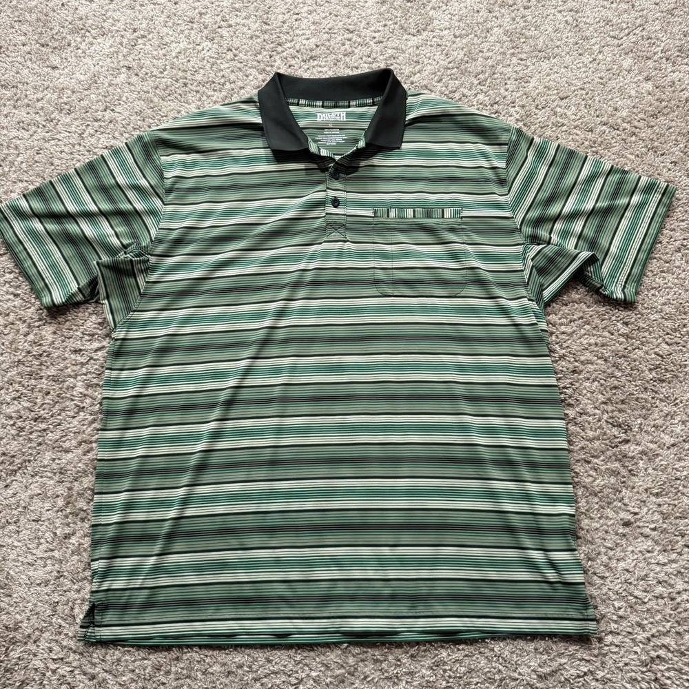 Duluth Trading Men's Polo Short Sleeve SZ XL Green Striped Stretch